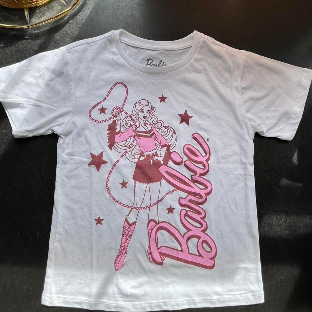 New barbie white tee 6-6X